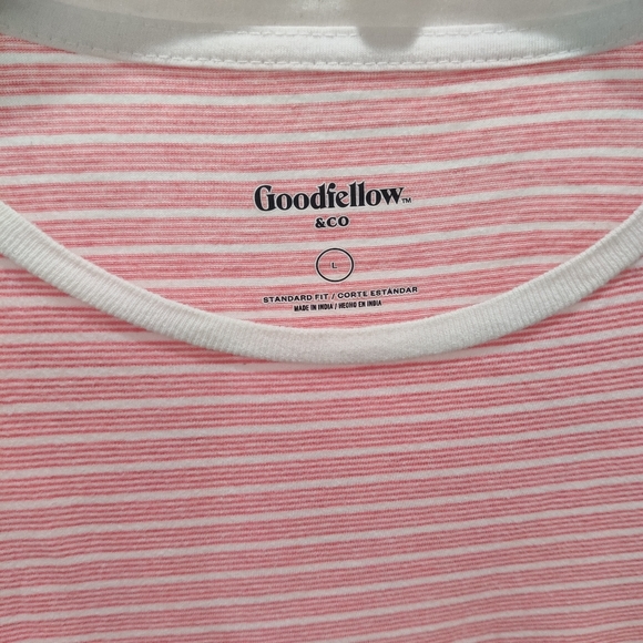 Goodfellow Striped Red White T Shirt with Contrast Collar - Picture 6 of 6